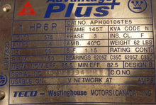 Load image into Gallery viewer, Teco / Westinghouse Electric Motor APH00106TE5 1 Hp 575-600 Vac - Advance Operations