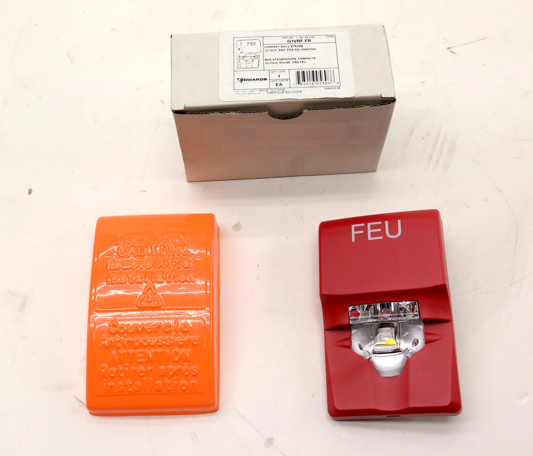 Edwards G1VRF-FR Compact Wall Strobe 15-75CD RED FIRE/FEU ( French) Marking - Advance Operations