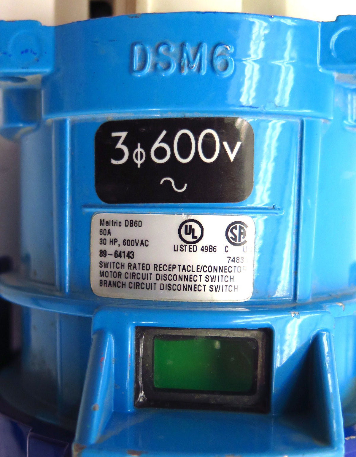 Meltric DB60 89-64143 Receptacle Connector 60A 600Vac 30HP - Advance Operations