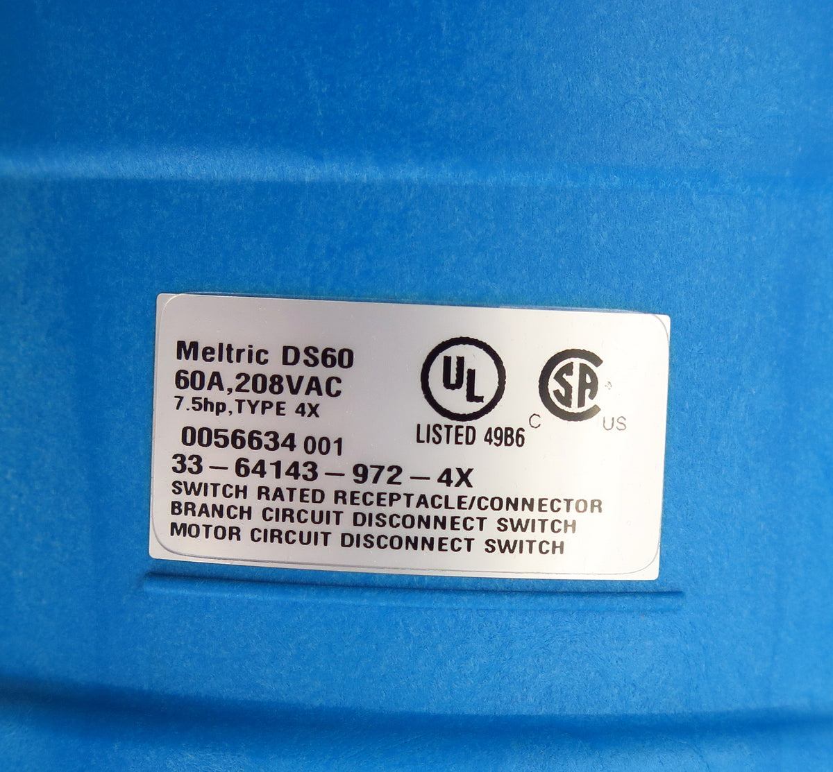 Meltric Receptacle Connector 33-64143-972-4X 60A 600VAC DS60 - Advance Operations