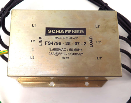 Schaffner Line Filter FS4796-25-07-2 3 x 600Vac - Advance Operations