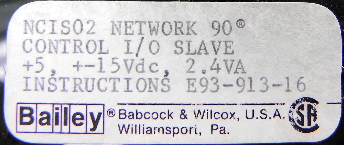 Bailey Network 90 Control I/O Slave Module NCIS02 - Advance Operations