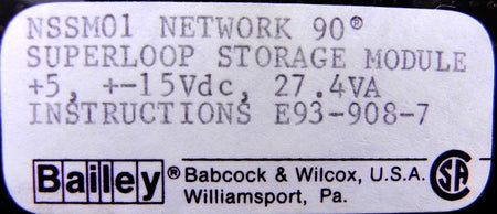 ABB Bailey Network 90 NSSM01 SuperLoop Storage Module - Advance Operations
