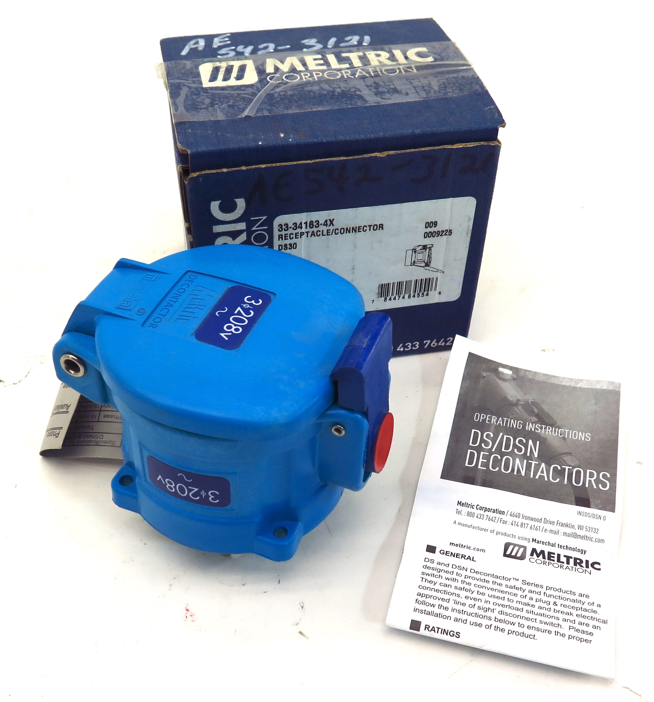 Meltric Electrical Receptacle Connector 33-34163-4X DS30 30A 3x208V - Advance Operations