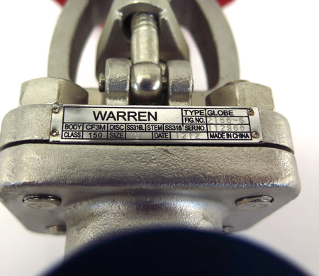 Warren Globe Valve Stainless Steel SS316 Fig 2156-S 1" Socket Weld Class 150 - Advance Operations