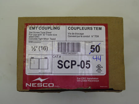 Nesco EMT Electrical Steel Coupling 1/2" SCP-05 (Lot of 44) - Advance Operations