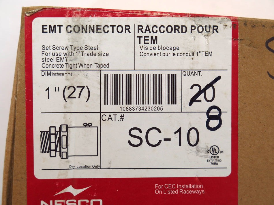 Nesco EMT Electrical Steel Connector 1" SC-10 (Lot of 8) - Advance Operations