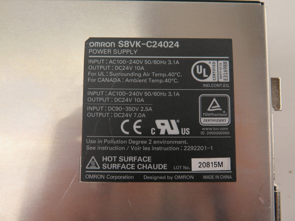 Omron S8VK-C24024 Power Supply Output: 24Vdc Input: 100-240V - Advance Operations