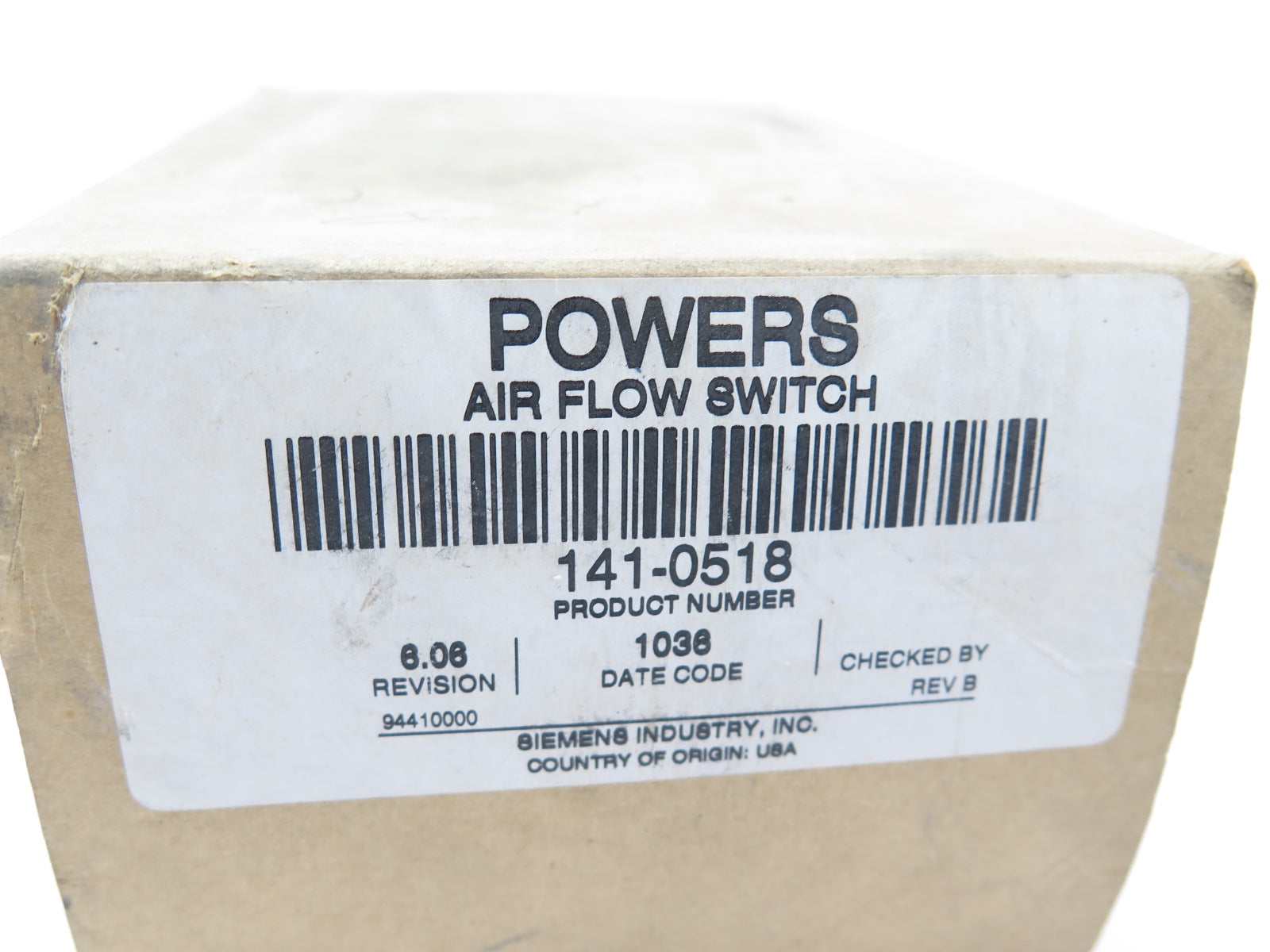 Powers Air / Siemens 141-0518 Flow Switch - Advance Operations