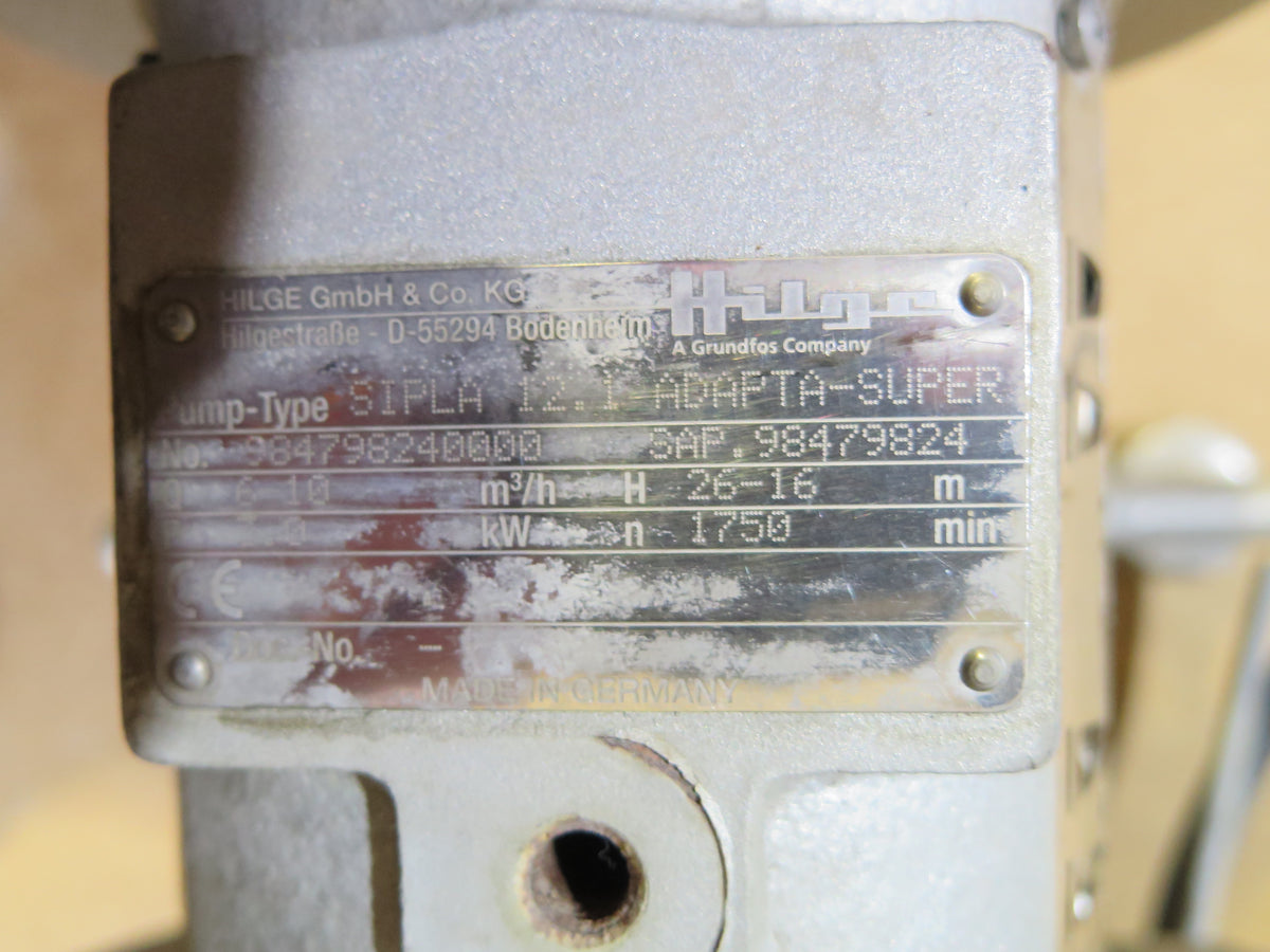 GEA Hilge SIPLA 12.1 ADAPTA-SUPER 984798240000 Centrifugal Pump - Advance Operations