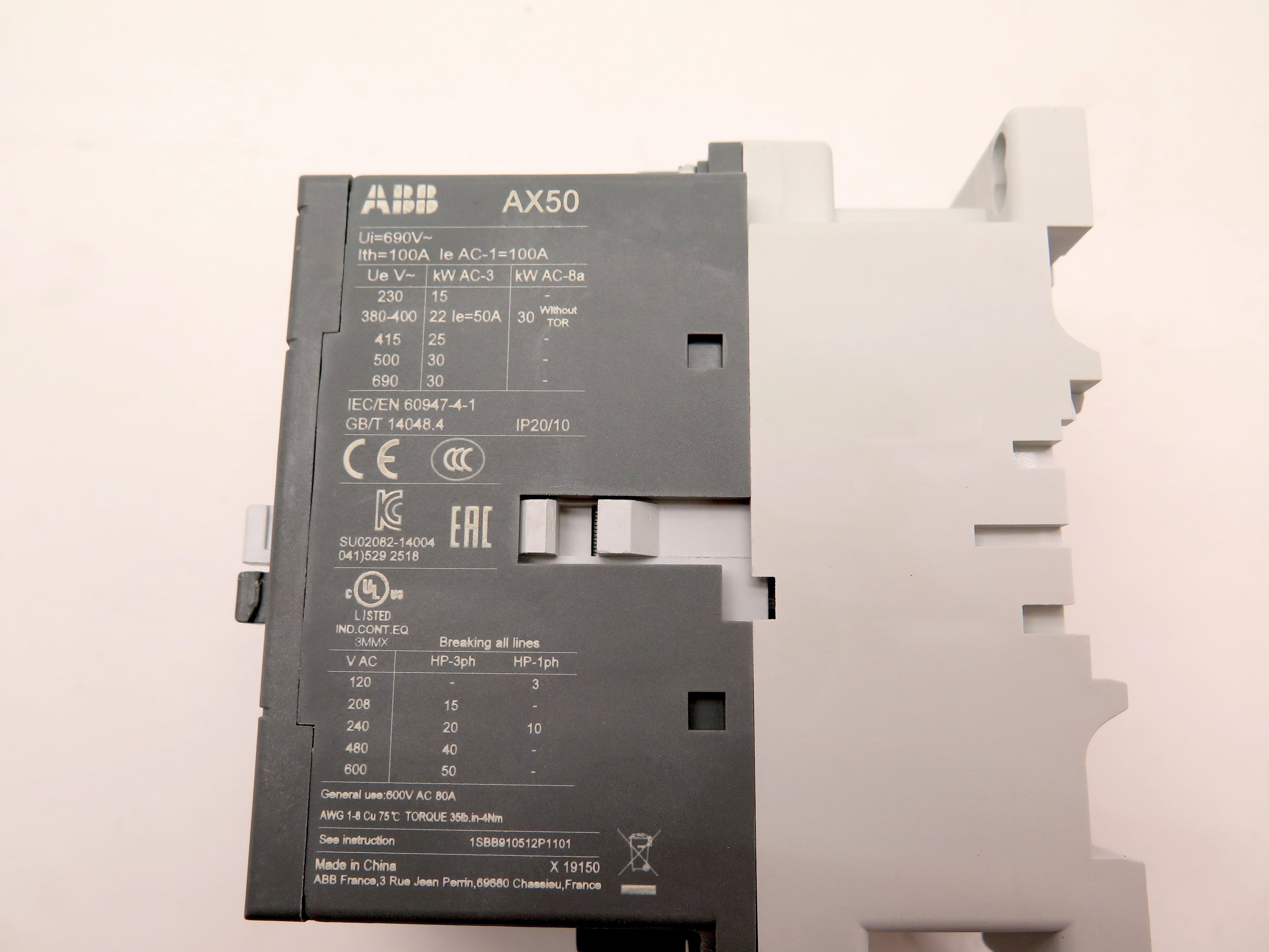 ABB AX50-30 Contactor 120-600 3Ph 110/120Vac Coil - Advance Operations