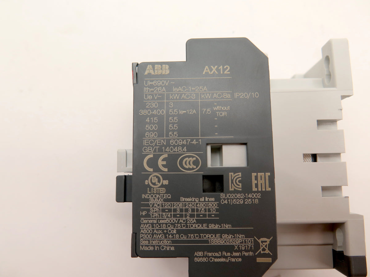 ABB AX12-30-10 Contactor 690Vac 3 Pole 120Vac Coil - Advance Operations