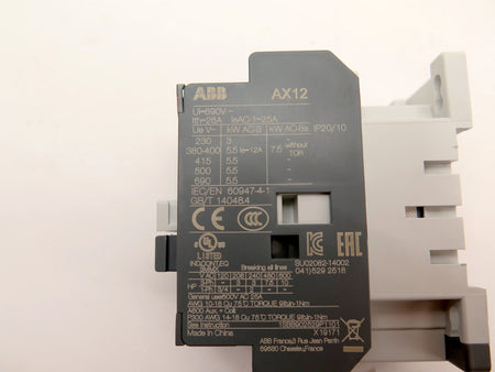ABB AX12-30-10 Contactor 690Vac 3 Pole 120Vac Coil - Advance Operations