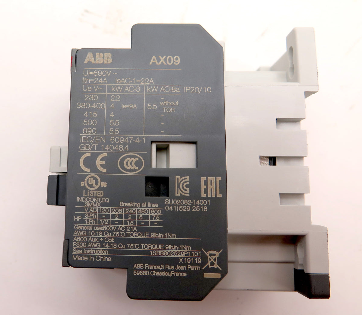 ABB AX09-30-10 Contactor 690V 3P 120Vac - Advance Operations