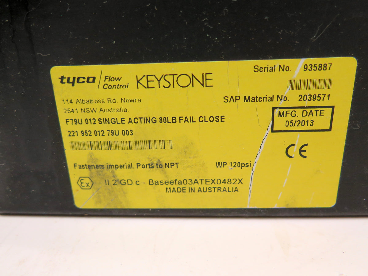 Keystone / Tyco F79U 012 Single Acting 80Lbs Fail Close Actuator - Advance Operations