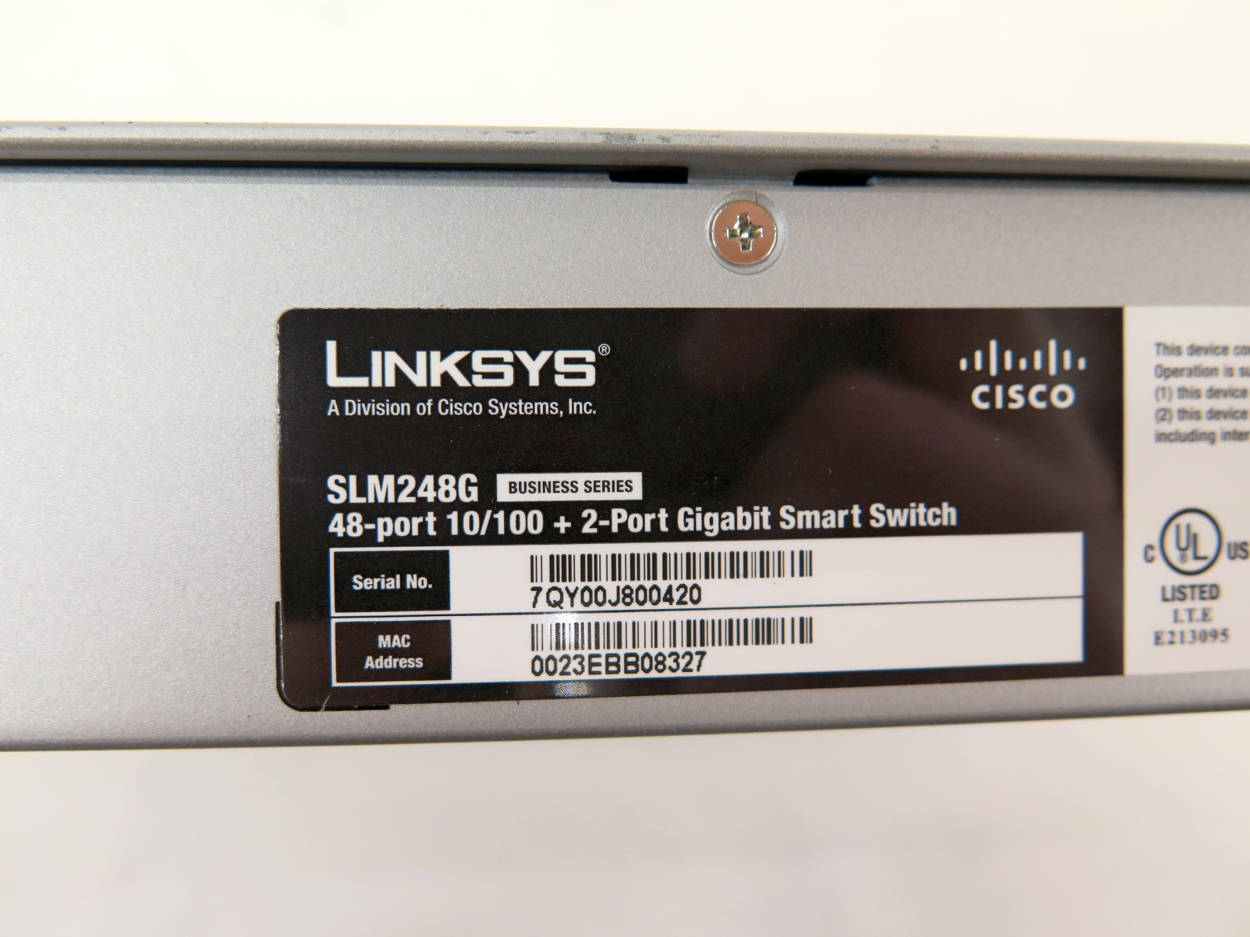 Linksys SLM248G 10/100Mbs 48-Port Smart Ethernet Switch 2x 1 Gb SFP - Advance Operations