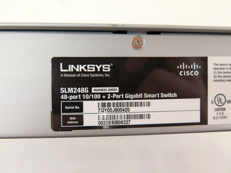 Linksys SLM248G 10/100Mbs 48-Port Smart Ethernet Switch 2x 1 Gb SFP - Advance Operations