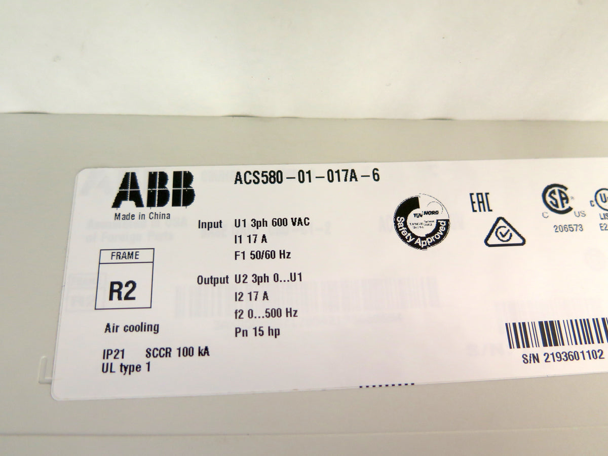 ABB ACS580-01-017A-6 Ac Drive 15HP 600Vac 17A - Advance Operations