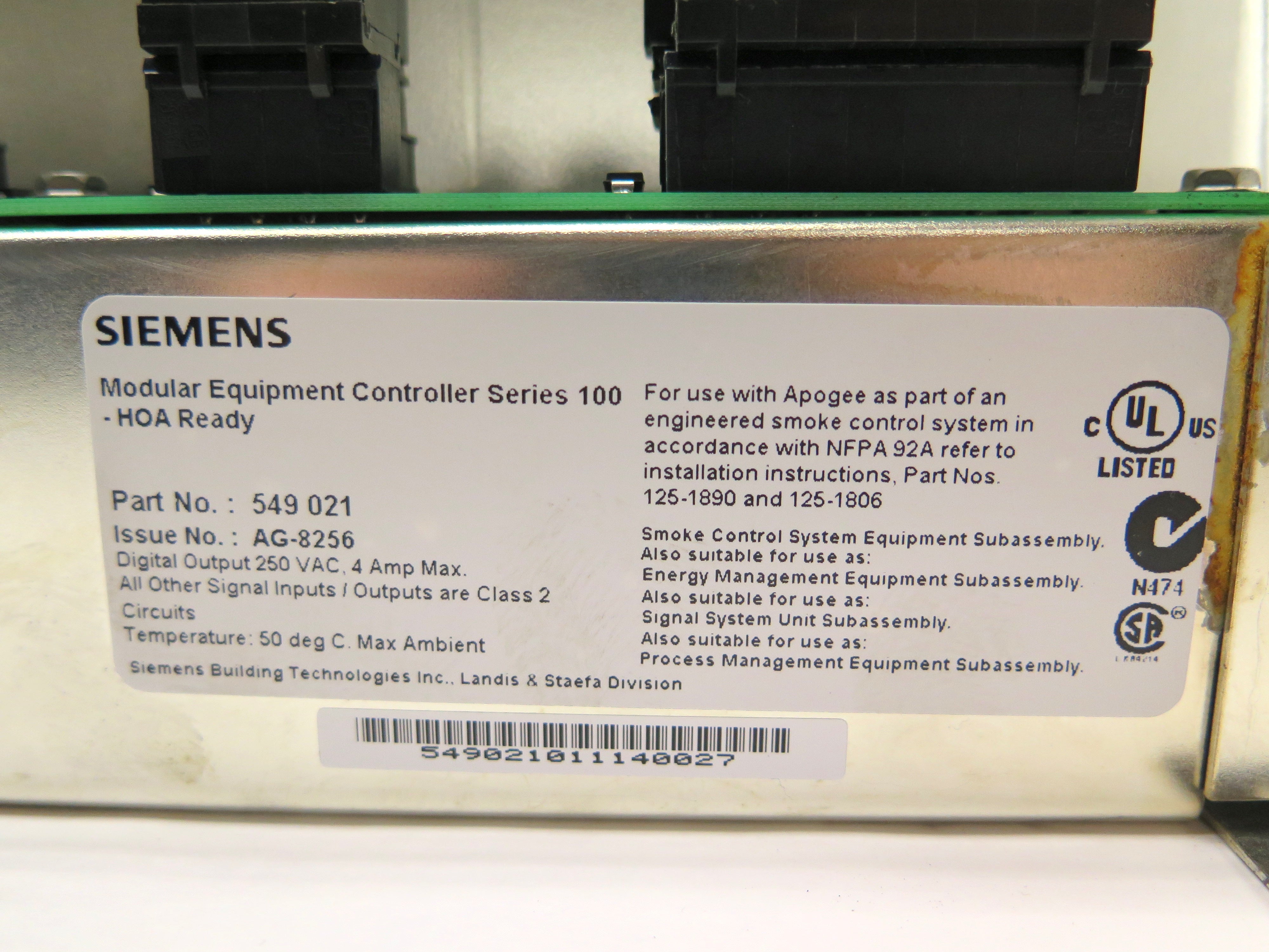 Siemens 549 021 APOGEE Automation Modular Controller Module - Advance Operations