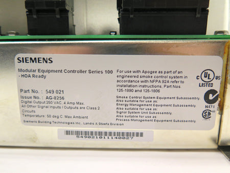 Siemens 549 021 APOGEE Automation Modular Controller Module - Advance Operations