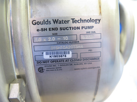 Goulds 01SH10A20T3H4 E-SH END Suction Pump IMP.DIA.:9.638 - Advance Operations