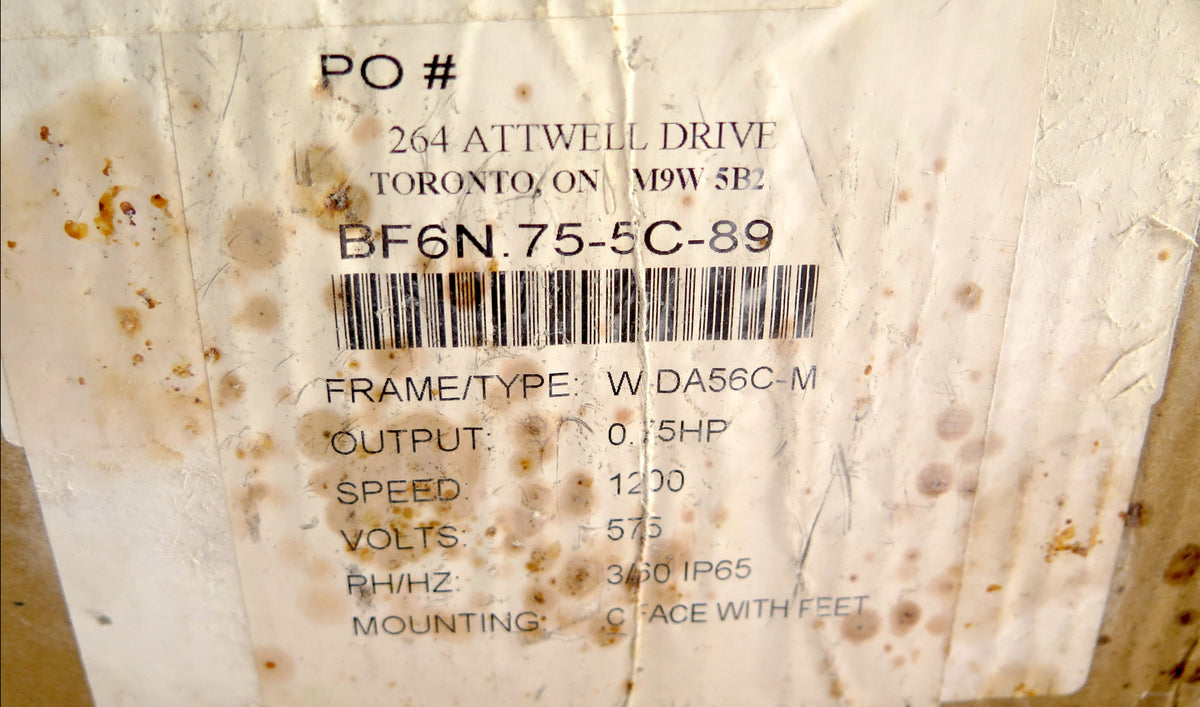 Brook Crompton W DA56C-M Electric Motor BF6N.75-5C-89 0.75Hp 1200Rpm 575Vac - Advance Operations