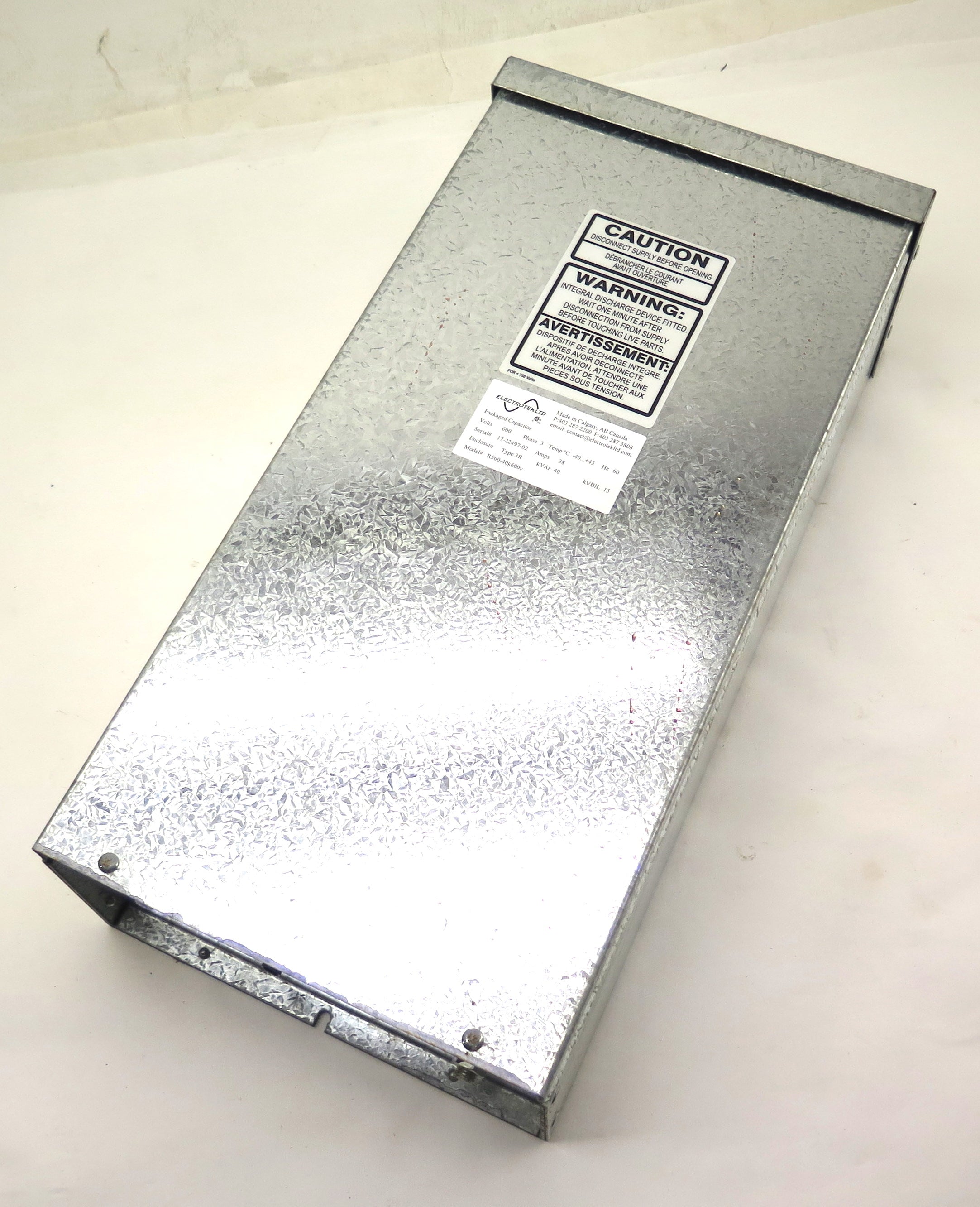 Electrotekltd R500-40k600v Packaged Capacitor 600Vac 3Ph 38A - Advance Operations