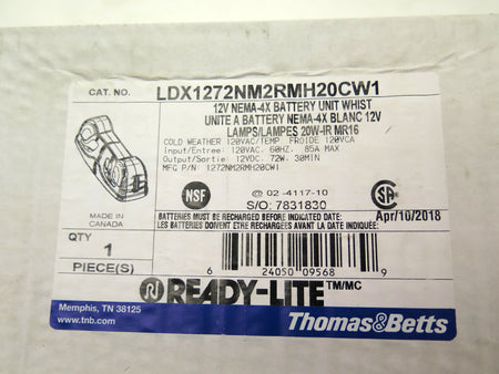 Thomas & Betts LDX1272NM2RMH20CW1 12 NEMA-4X Battery Unit Whist 120Vac 85A - Advance Operations