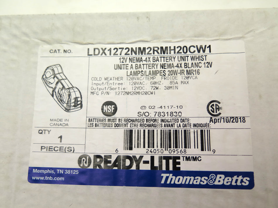 Thomas & Betts LDX1272NM2RMH20CW1 12 NEMA-4X Battery Unit Whist 120Vac 85A - Advance Operations