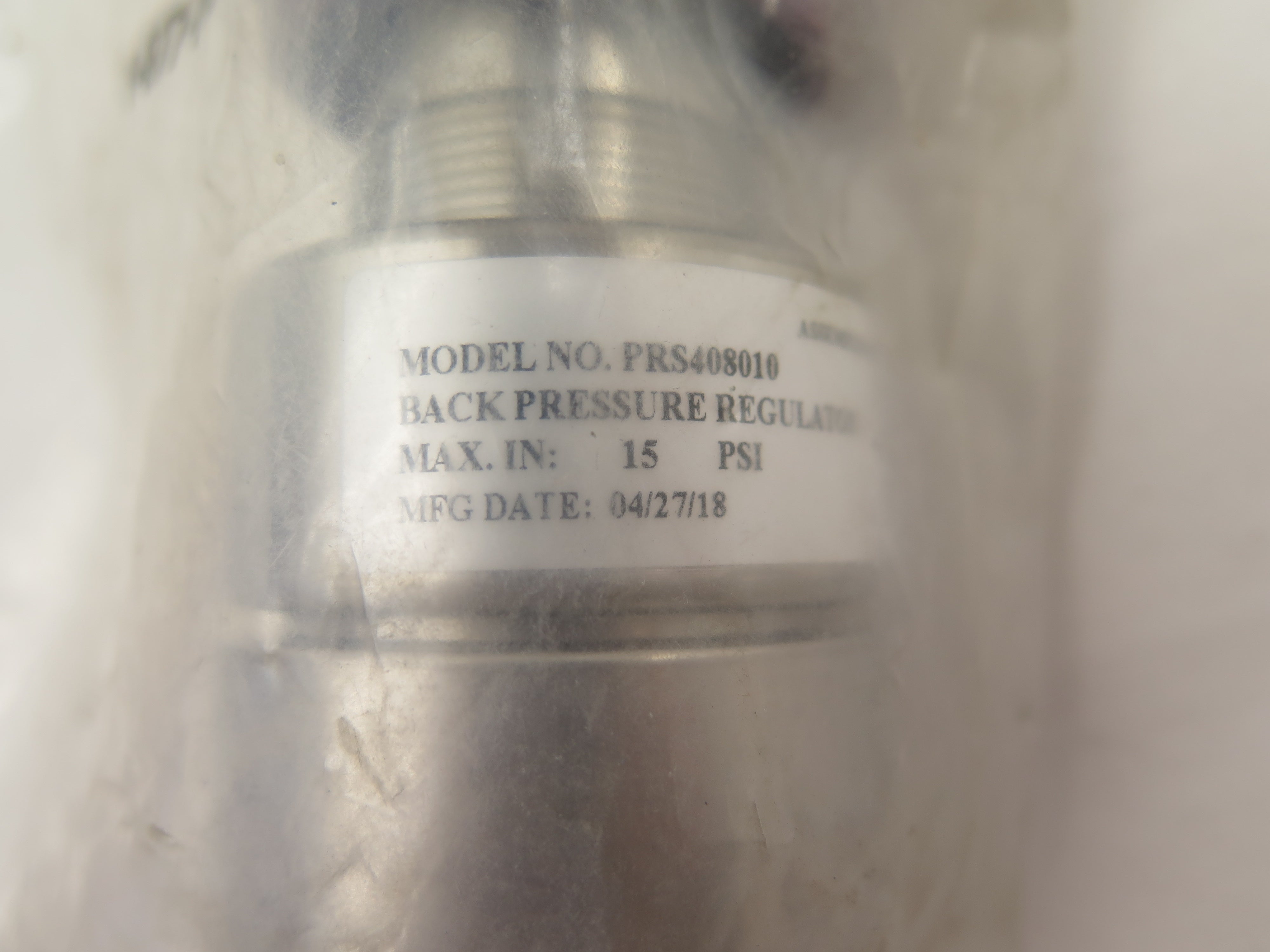 Praxair / Prostar PRS408010 Back Pressure Regulator Max In: 15 PSI NEW SEALED - Advance Operations