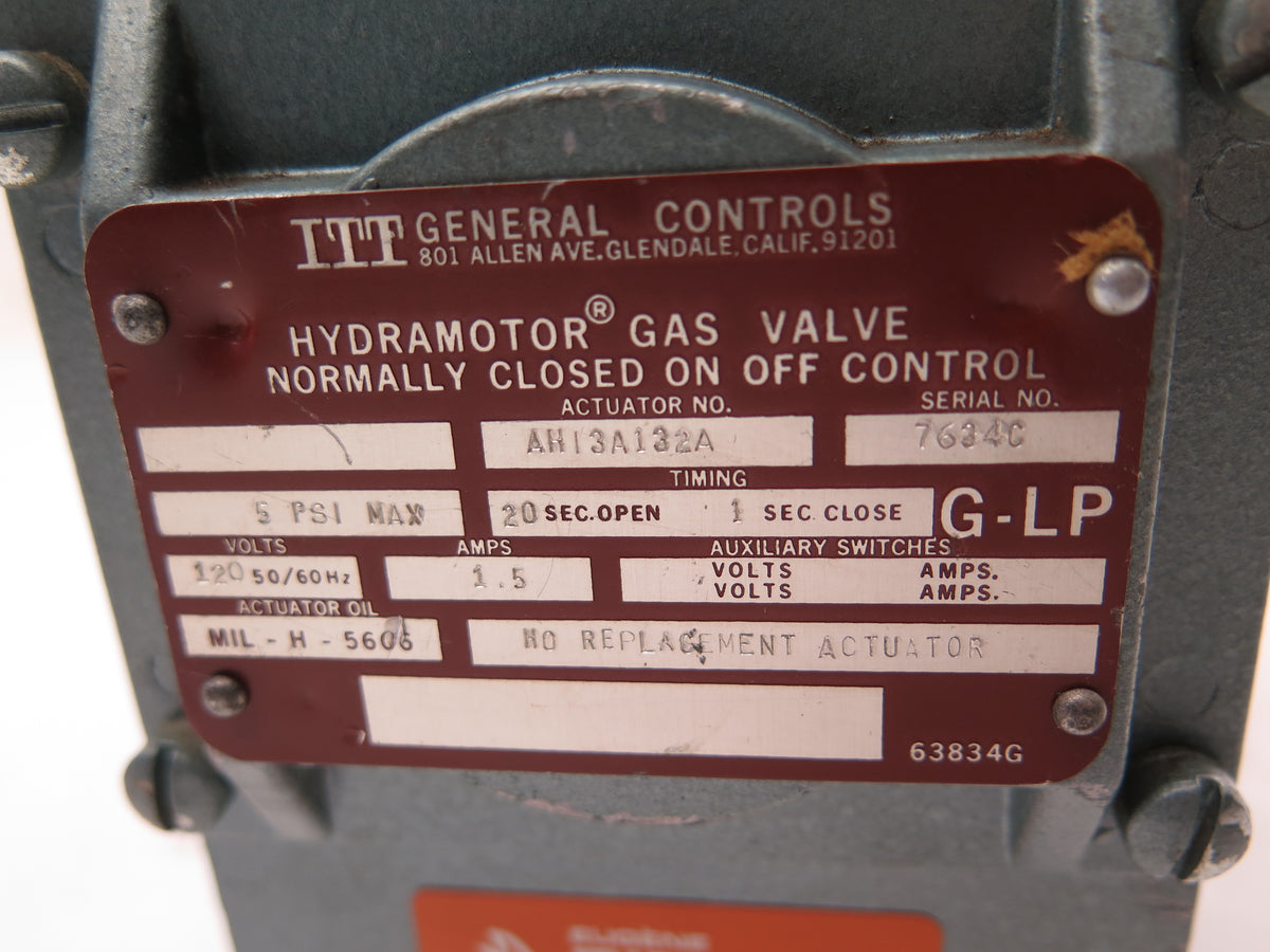 ITT General Controls Hydramotor Gas Valve AHI3A132A 120Vac 1.5A - Advance Operations