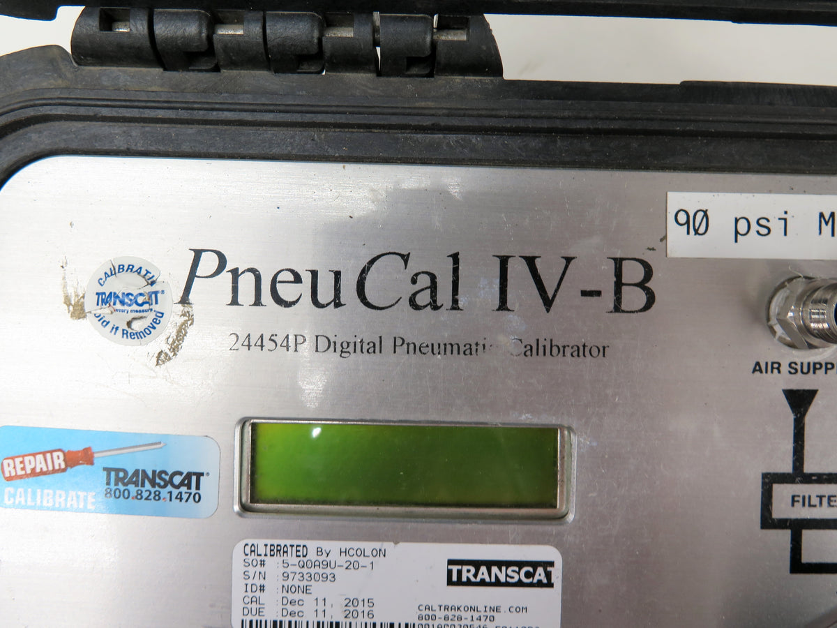 Transmation PneuCal IV-B 24454P Digital Pneumatic Calibrator - Advance Operations