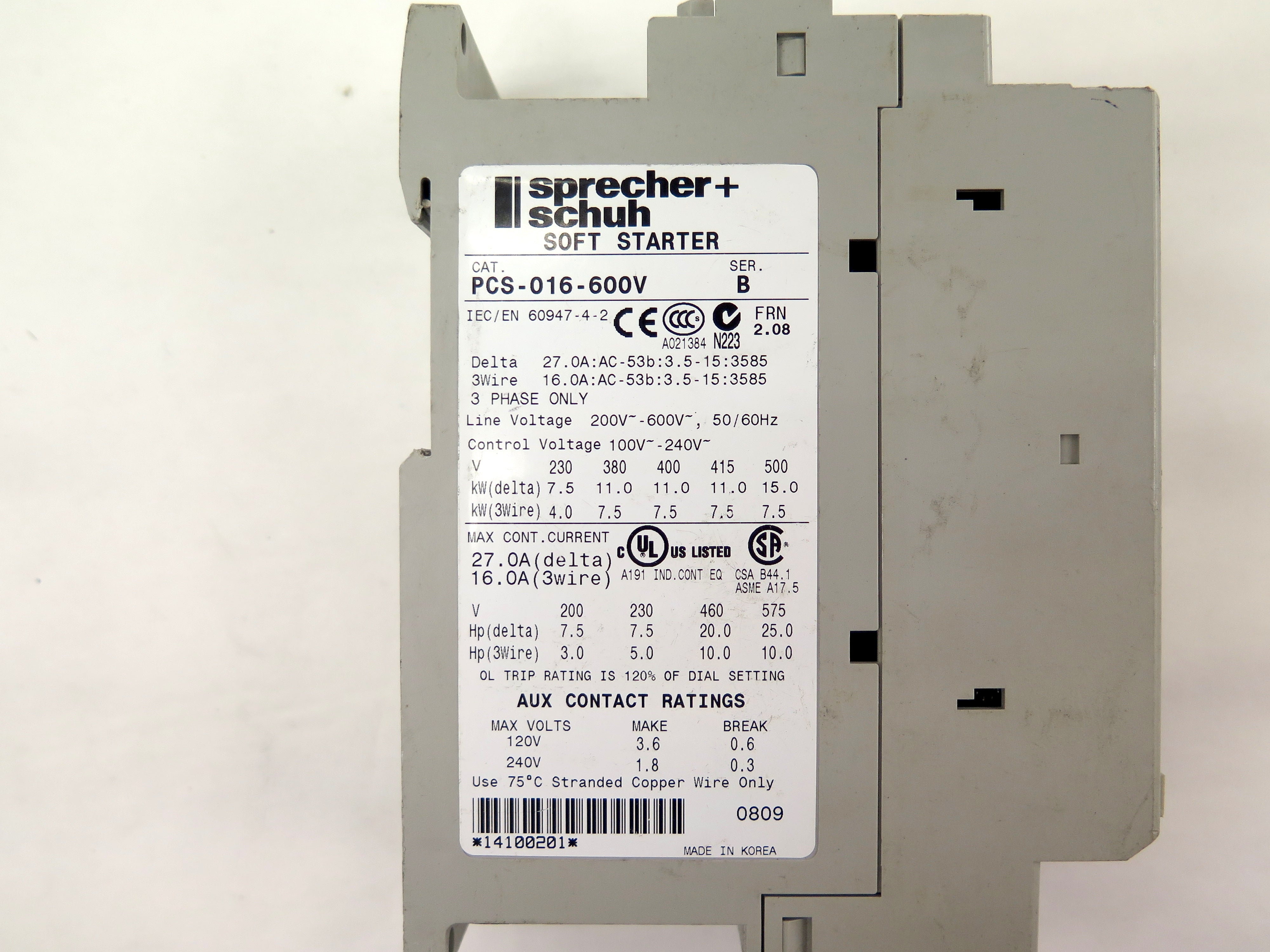 Sprecher + Schuh PCS-016-600V Smart Motor Controller - Advance Operations