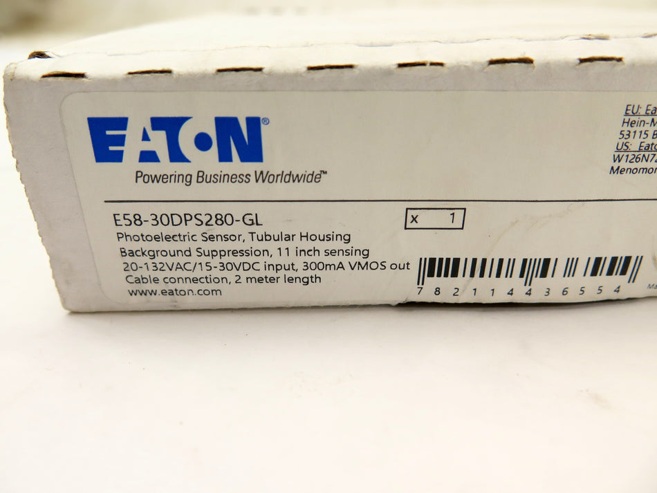 Eaton E58-30DPS280-GL Photoelectric Sensor Tubular Housing - Advance Operations
