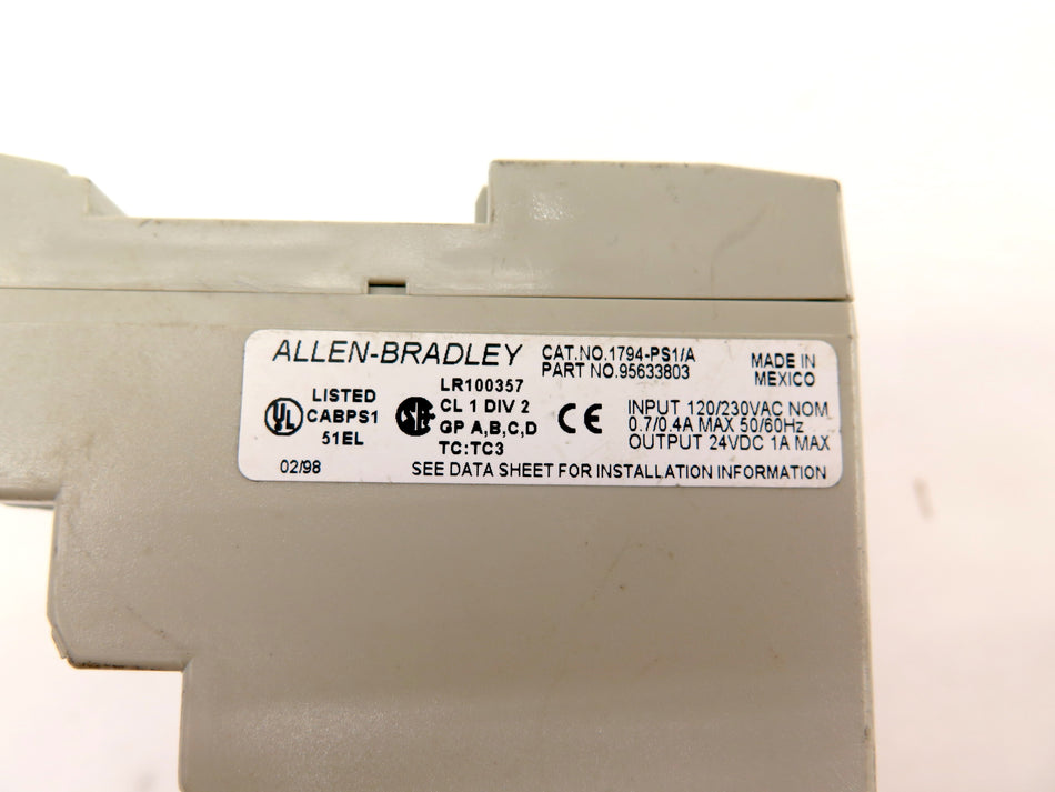 Allen-Bradley 1794-PS1/A Power Supply 24Vdc - Advance Operations