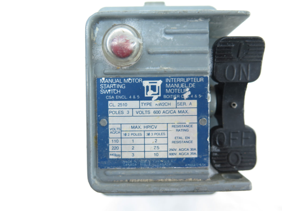 Schneider / Square D KW2CH Manual Motor Starting Switch - Advance Operations