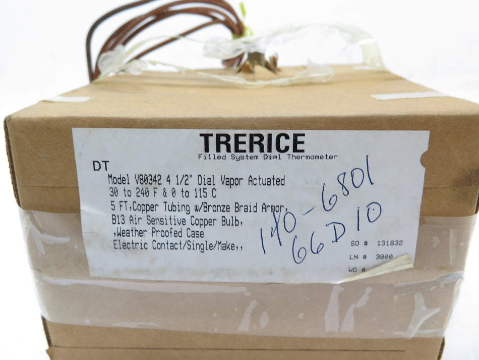 Trerice V80342 4 1/2" Dial Vapor Actuated 5 FT Copper tubing - Advance Operations
