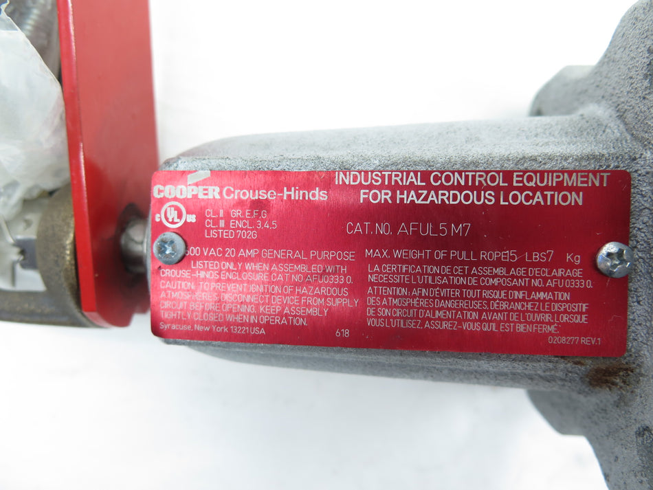Cooper Crouse Hinds AFUL5M7 Switch 20A 600Vac NEW NO BOX - Advance Operations