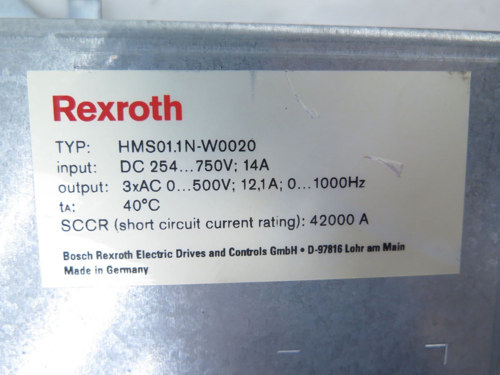 Rexroth HMS01.1N-W0020 Servo Drive NO CONTROLLER - Advance Operations