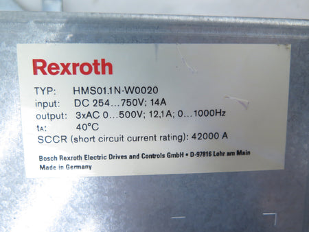Rexroth HMS01.1N-W0020 Servo Drive NO CONTROLLER - Advance Operations