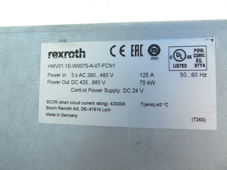 Rexroth HMV01.1E-W0075-A-07-FCN1 AC Drive 75kW 380-480Vac MINT CONDITION - Advance Operations