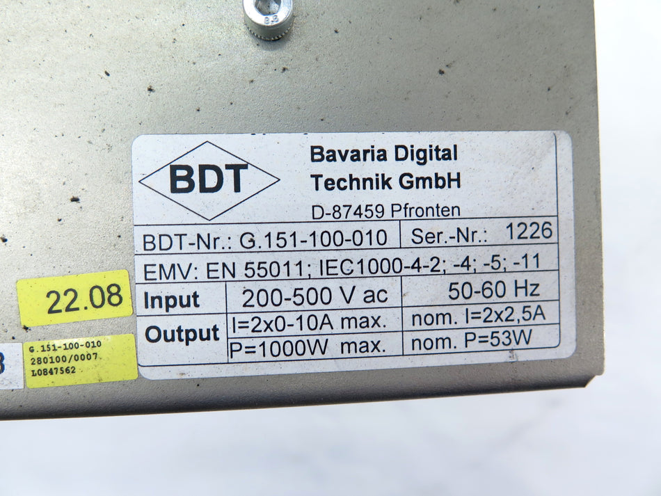 BDT G.151-100-010 Brake Amplifier Control 200-500Vac - Advance Operations