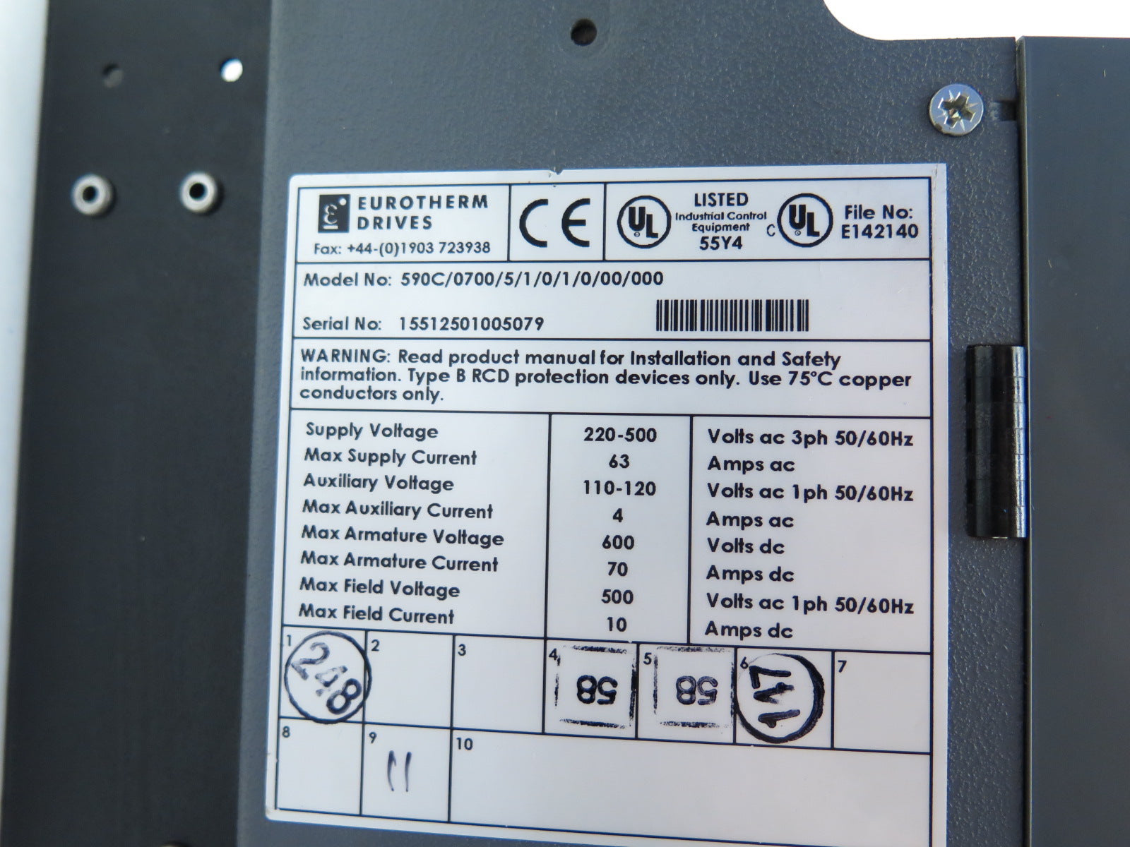 Eurotherm 590C/0700/5/1/0/1/0/00/000 Ac Drive 63A max - Advance Operations