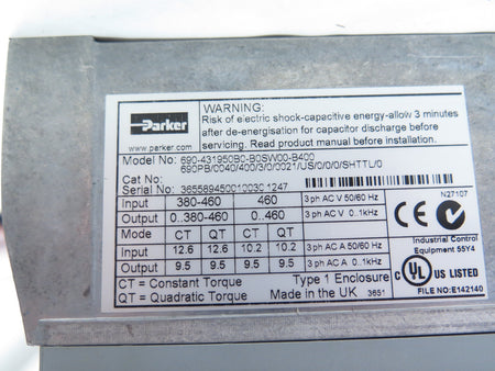 Parker 690-431950B0-B0SW00-B400 Ac Drive 380-460Vac - Advance Operations