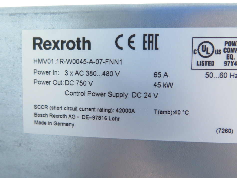 Rexroth HMV01.1R-W0045-A-07-FNN1 AC Drive 45kW 380-480Vac - Advance Operations