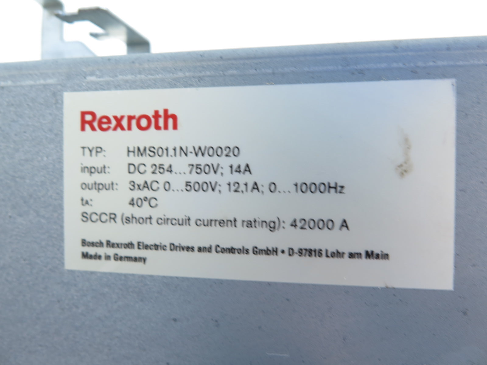 Rexroth HMS01.1N-W0020 HMS Single Axis Inverter - Advance Operations
