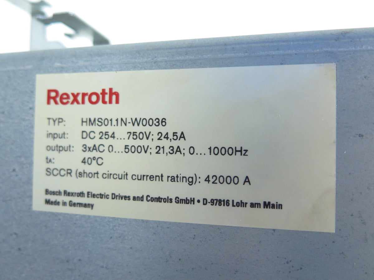 Rexroth HMS01.1N-W0036-A-07-NNNN Servo Drive 0-1000Hz 254-700Vdc 0-500Vac - Advance Operations
