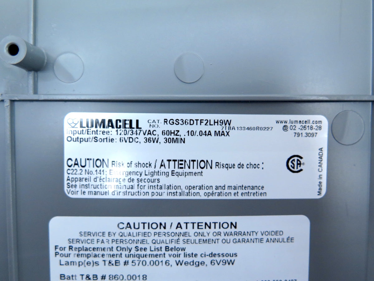 Lumacell RGS36DTF2LH9W Heavy Duty Emergency Lightning Fixture - Advance Operations