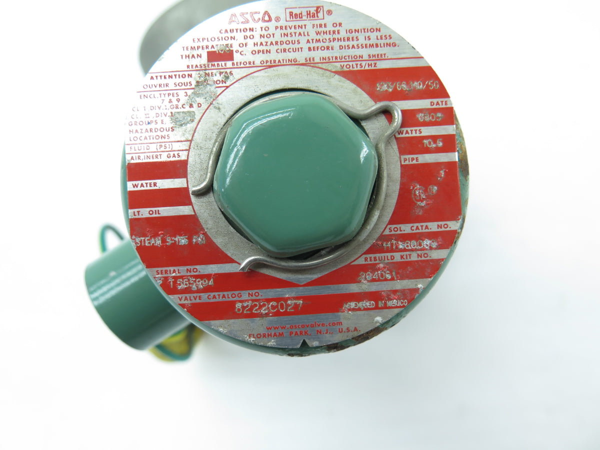 Asco Red Hat 8222C027 Solenoid Valve 120Vac  1" NEW OLD STOCK - Advance Operations