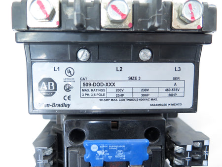 Allen-Bradley 509-DOD-XXX Size 3 Contactor / Starter NO OVERLOAD - Advance Operations